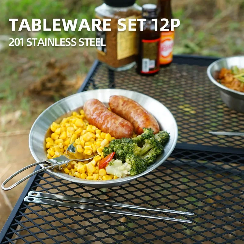 12PCS Portable Outdoor Tablewa - Camping Cooking Dining Set recension och pris