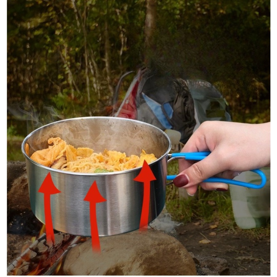 8Pcs/Set 304 Stainless Steel P - Camping Hiking Cooking recension och pris