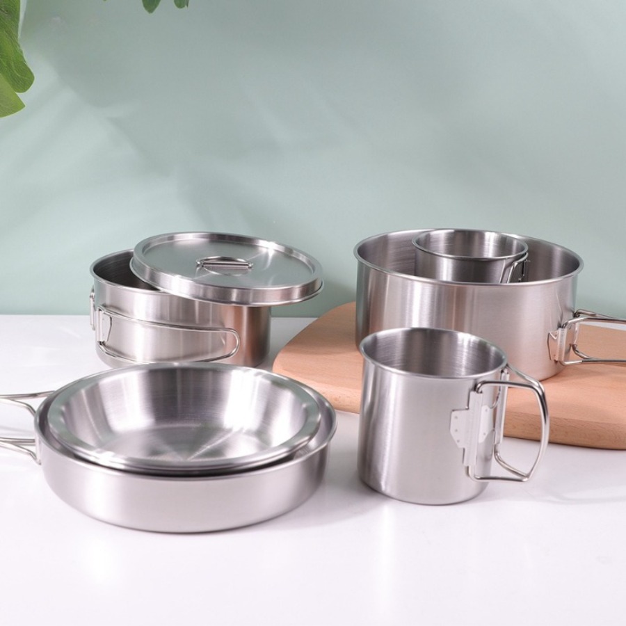 8Pcs/Set 304 Stainless Steel P - Camping Hiking Cooking recension och pris